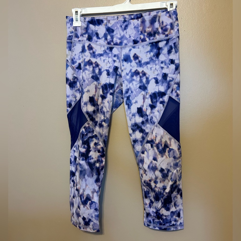 Old Navy Purple Patterned Leggings w/ Sheer Panels